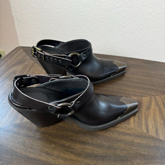 Sundance Aymara Brown Leather Snip Toe Heeled Mules NWOT Sz 40 - Picture 4 of 8